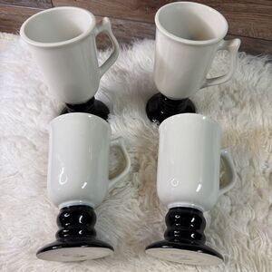 4 Vintage Hall Pottery Irish Coffee Mugs set of Pedestal Footed Mugs Hot Tea